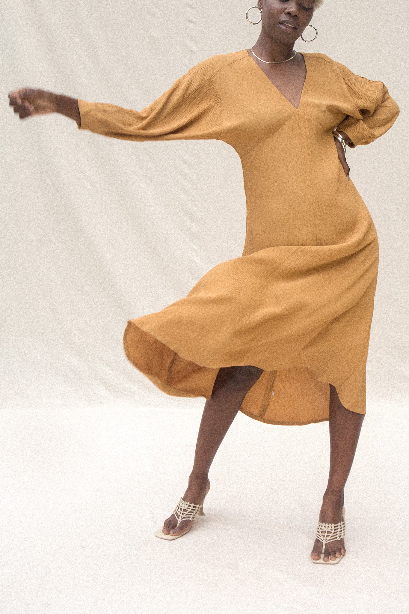 JIMENA DRESS - MARIGOLD CRINKLE